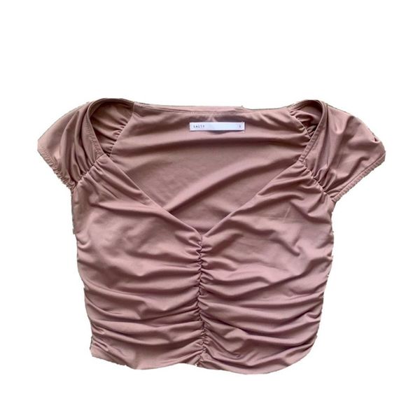 Salty | Pink ruffly Cropped T-shirt - Picture 5 of 6